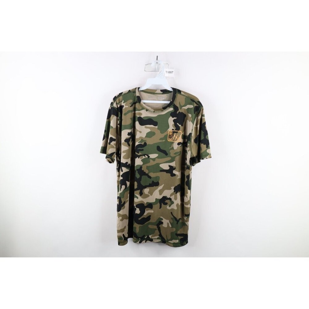 Fintech Mens Small Spell Out Camouflage UV Sun Defender Fishing Hunting T-Shirt
